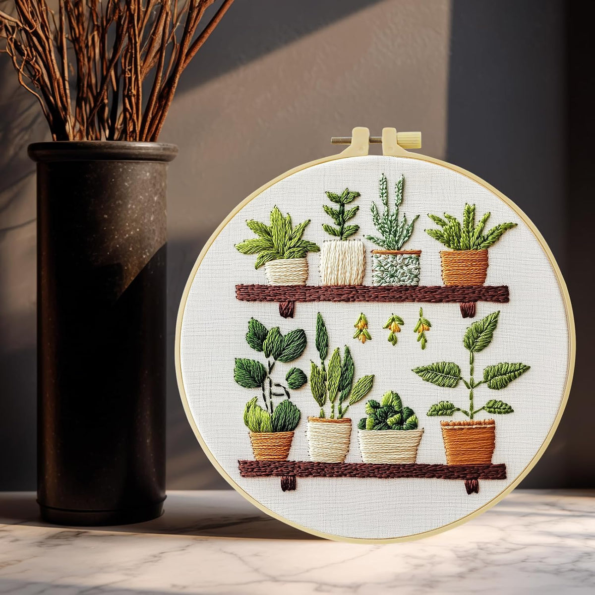 JOZYSH Full Range Embroidery Kit for Adult, Green Plant Pattern