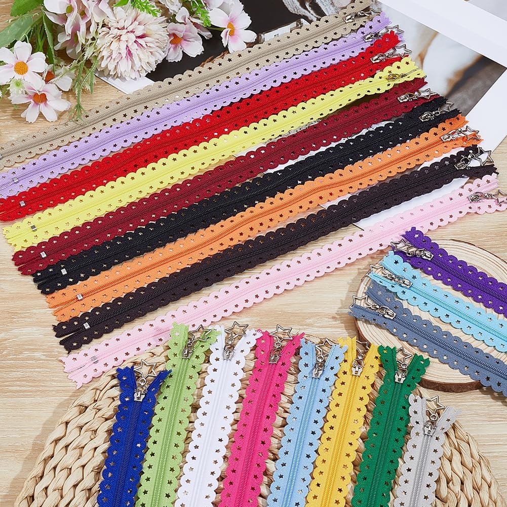 CABODYALS 20Pcs Assorted Color Zippers Nylon Invisible Colorful Mixed