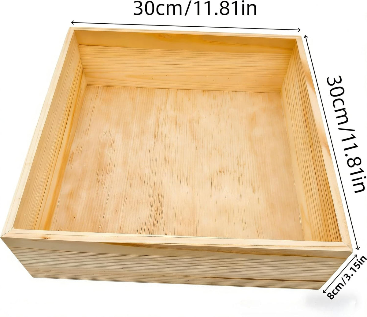 Unfinished Wood Storage Box, Natural Wooden Container for Crafts