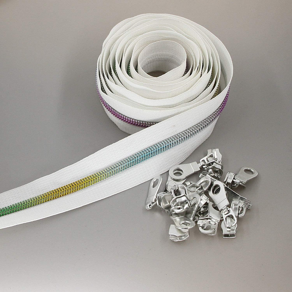 #5 Metallic Nylon Coil Zippers by The Yard Colorful Teeth Zipper Bulk