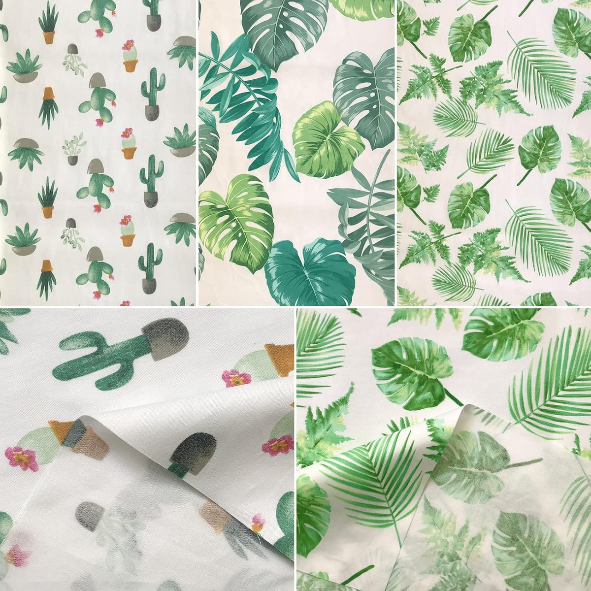 8pcs 18 x 22inches (46x56cm) Cotton Fabric Cactus Pattern Pre-Cut