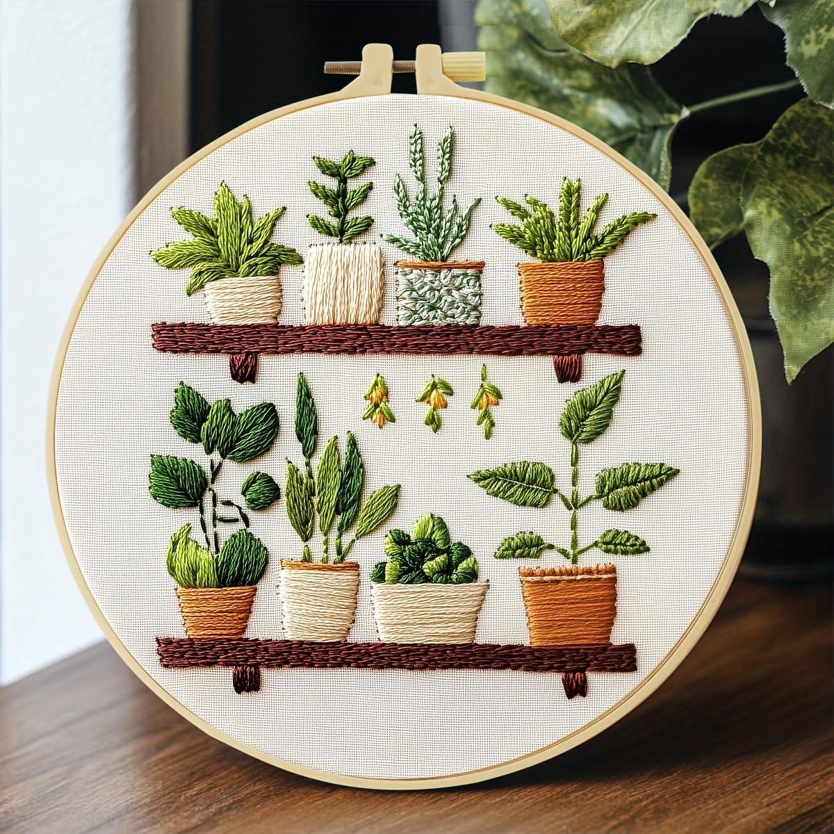 JOZYSH Full Range Embroidery Kit for Adult, Green Plant Pattern