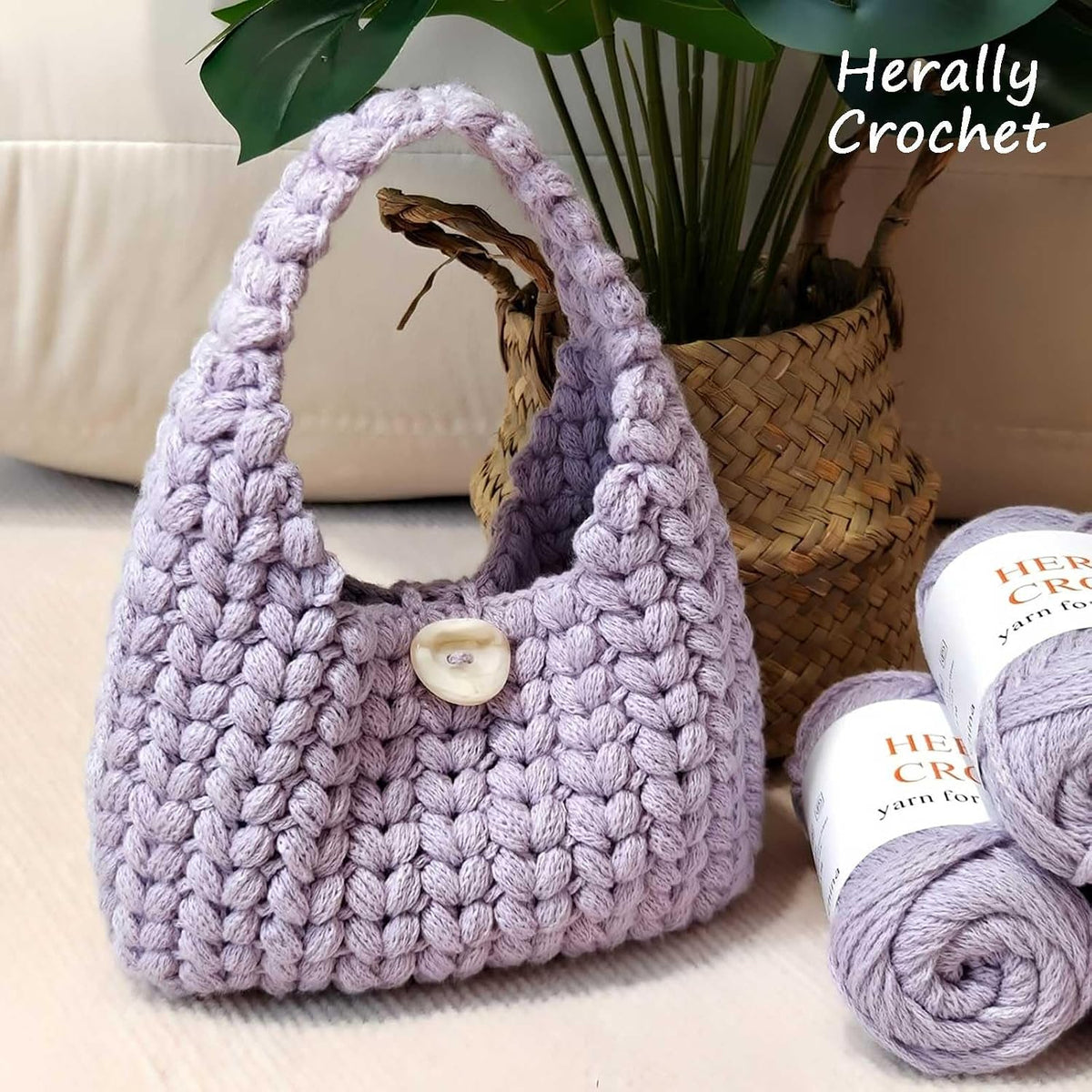 Herally Crochet Kit DIY Bag for Beginners - Wheatear Hobo Bag