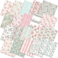 HunnmingRe 20 Pcs 10''x10'' Pink and Green Floral Quilting Fabric