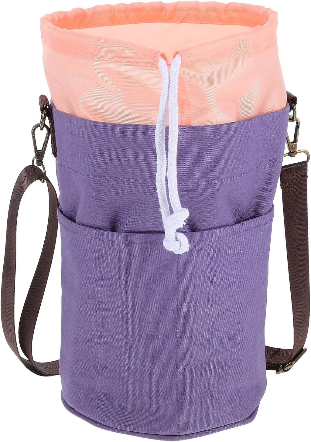 Canvas Crochet Yarn Holder Bag and Shoulder Strap with Drawstring
