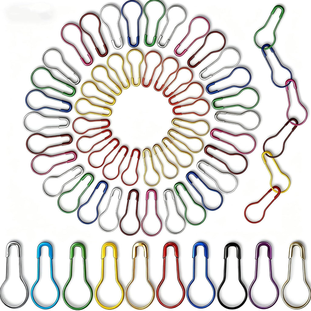 300Pcs Mixed Colored Safety Pins - 0.9In Metal Calabash Bulb Clothing