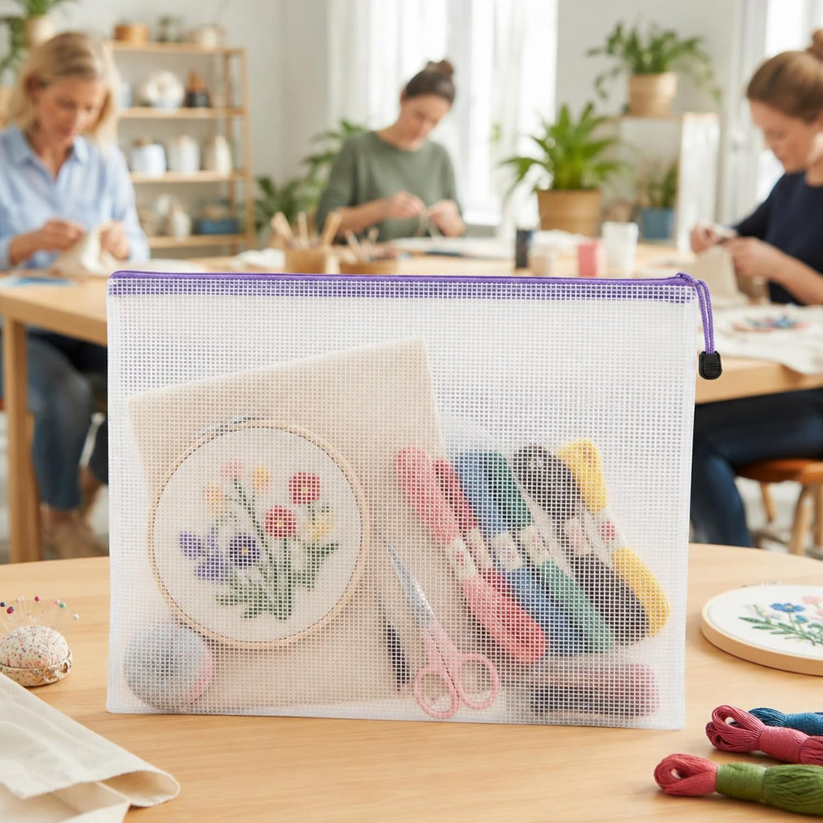 Klmnop 6 Pack Needlepoint Project Bag, 16.5"x12.6" Clear Mesh Sewing