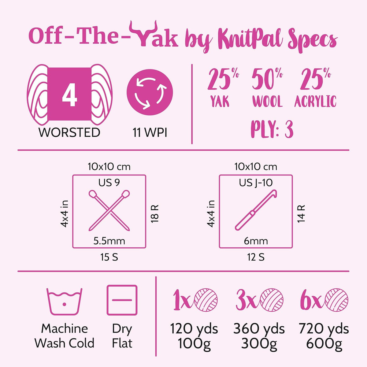 Off-The-Yak Wool Yarn Worsted Weight, 3-Pack (360Yds/300G), Anchor