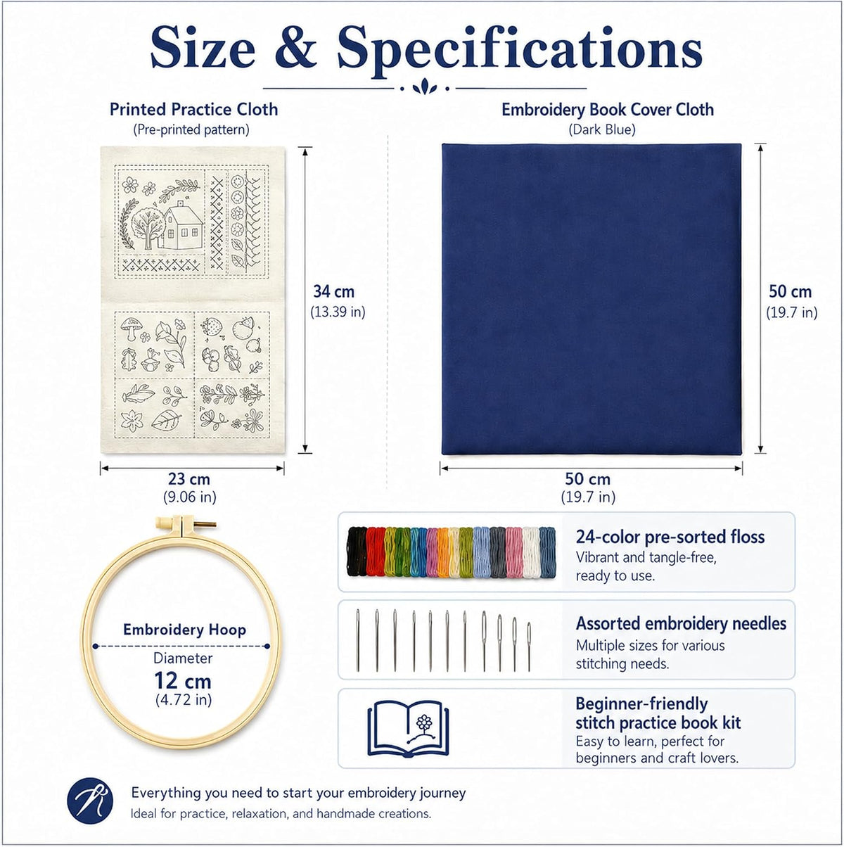 Zhenqing Embroidery Stitch Kit for Beginners, Stitch Practice Sampler