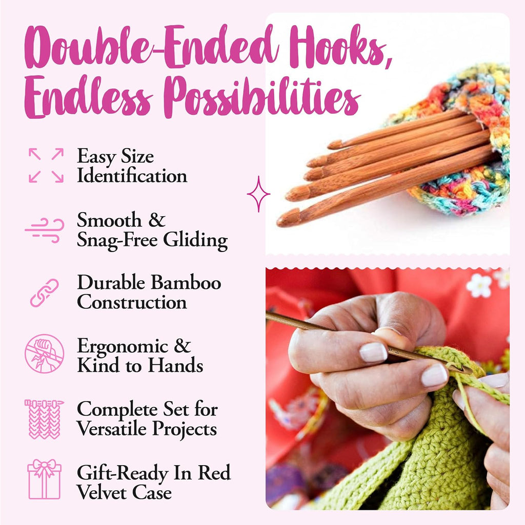 KnitPal 6-inch (15cm) Double Ended Tunisian Afghan Crochet Hooks Set