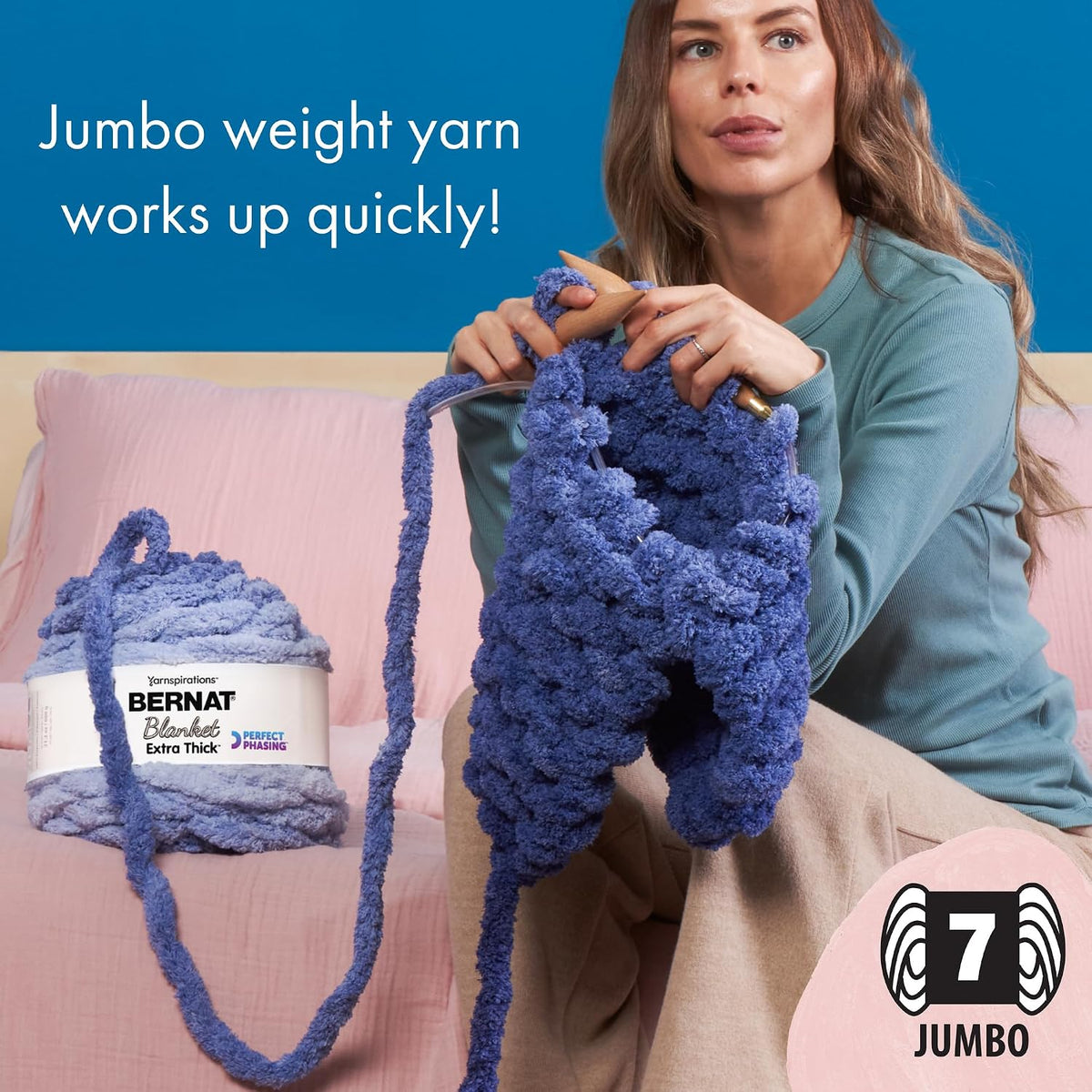 Bernat Blanket Extra Thick Perfect Phasing Chunky Yarn, Coal