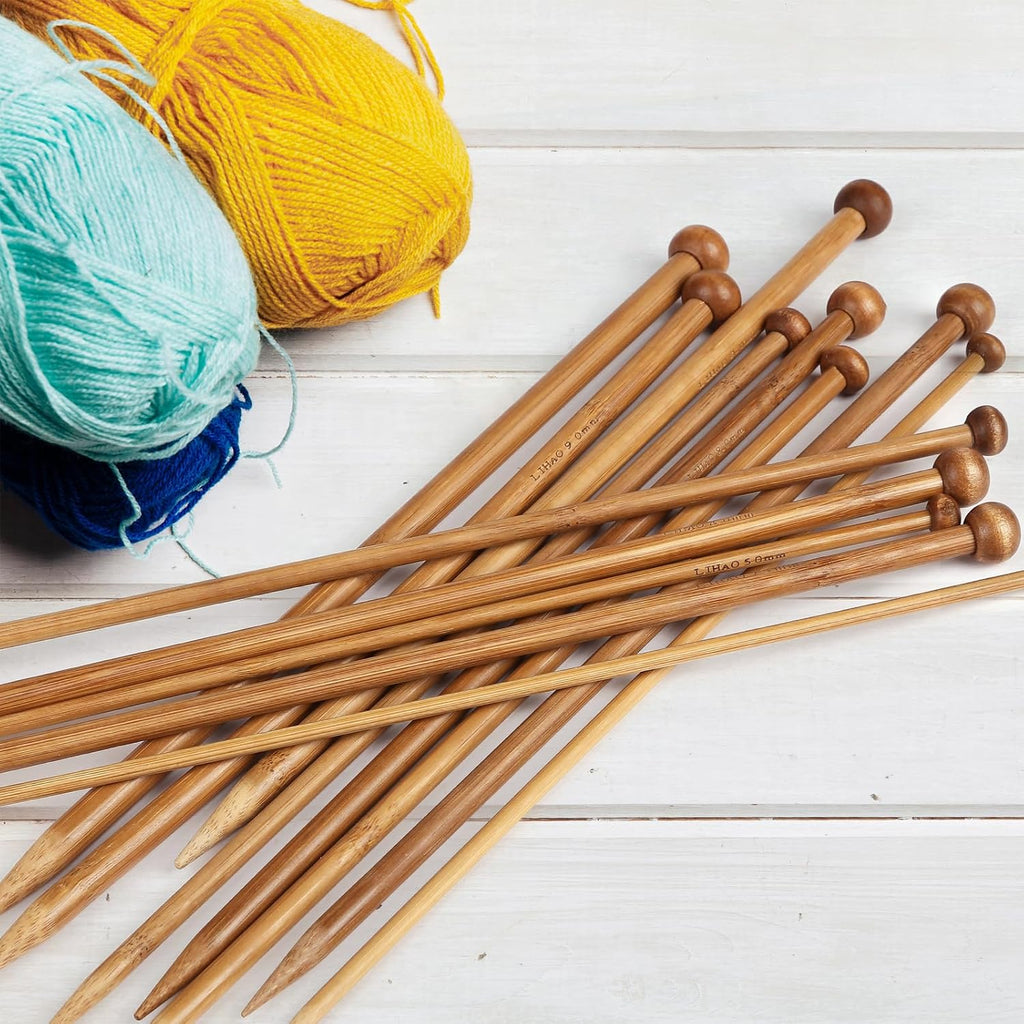 LIHAO 30 Pcs Bamboo Knitting Needles, Wooden Knitting Needles