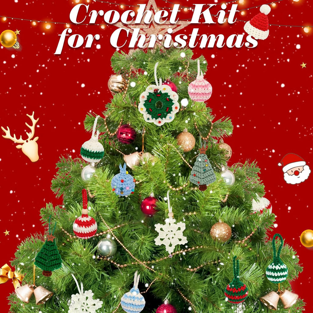 Uhapeer Christmas Crochet Kit for Beginners, 11-Pack Crochet