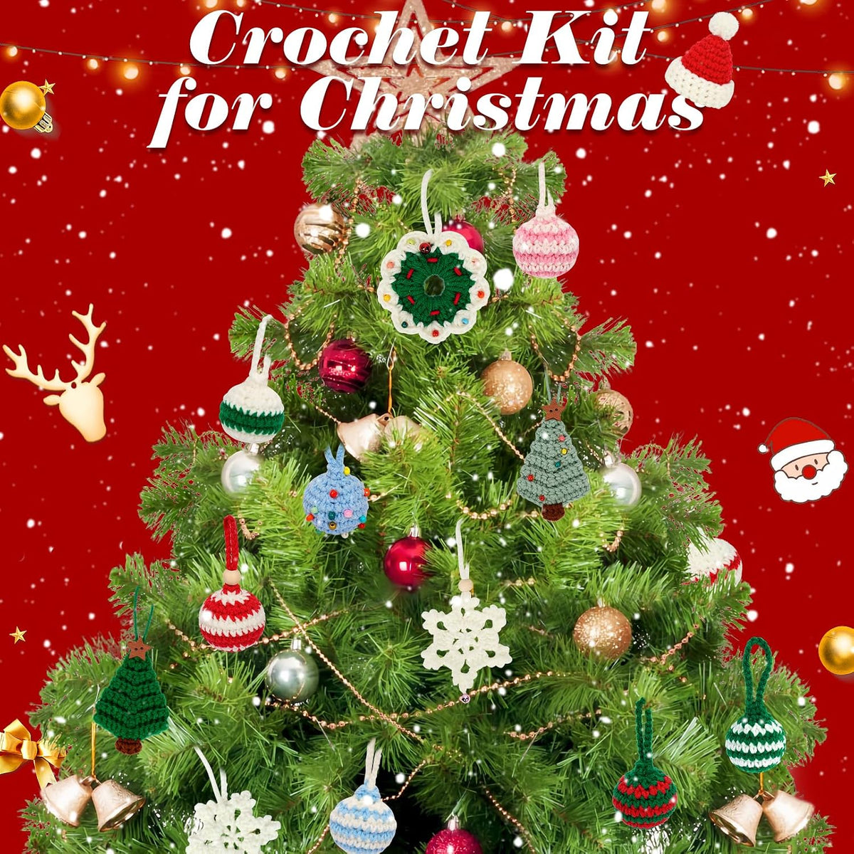 Uhapeer Christmas Crochet Kit for Beginners, 11-Pack Crochet