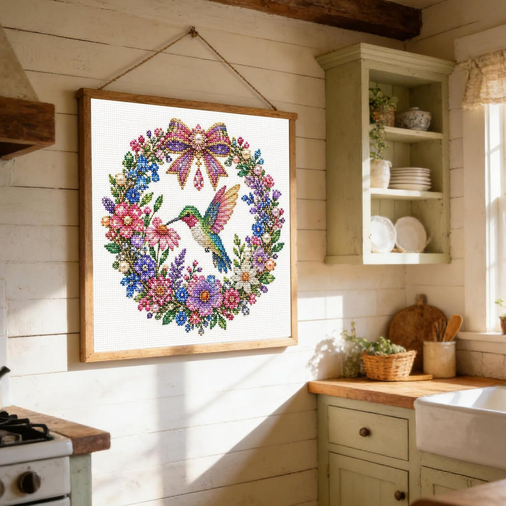 Humming Bird Stamped Cross Stitch Kits for Adults, Full Coverage 14CT