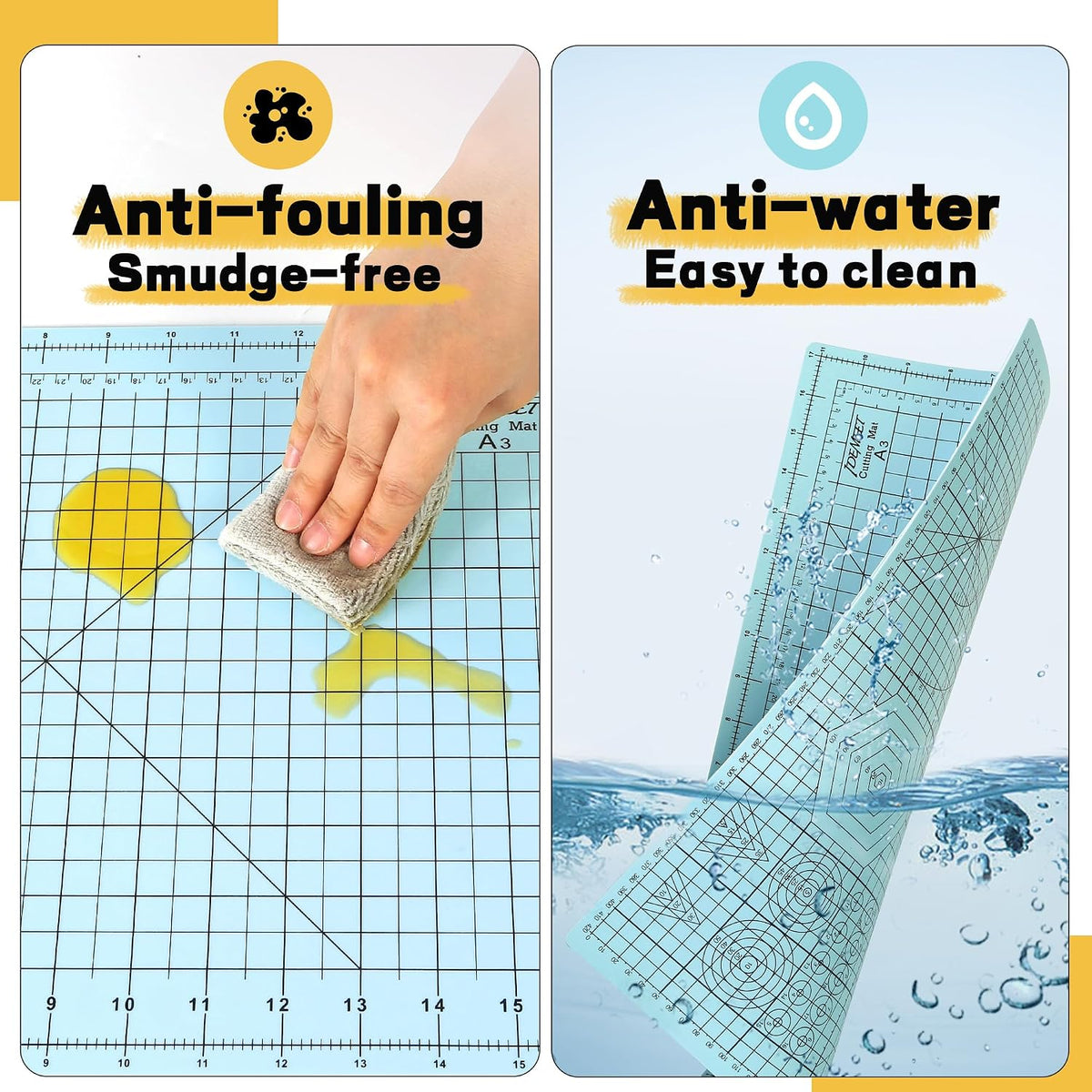 Self Healing Cutting Mat 18" x 12", A3 Double-Sided for Sewing &