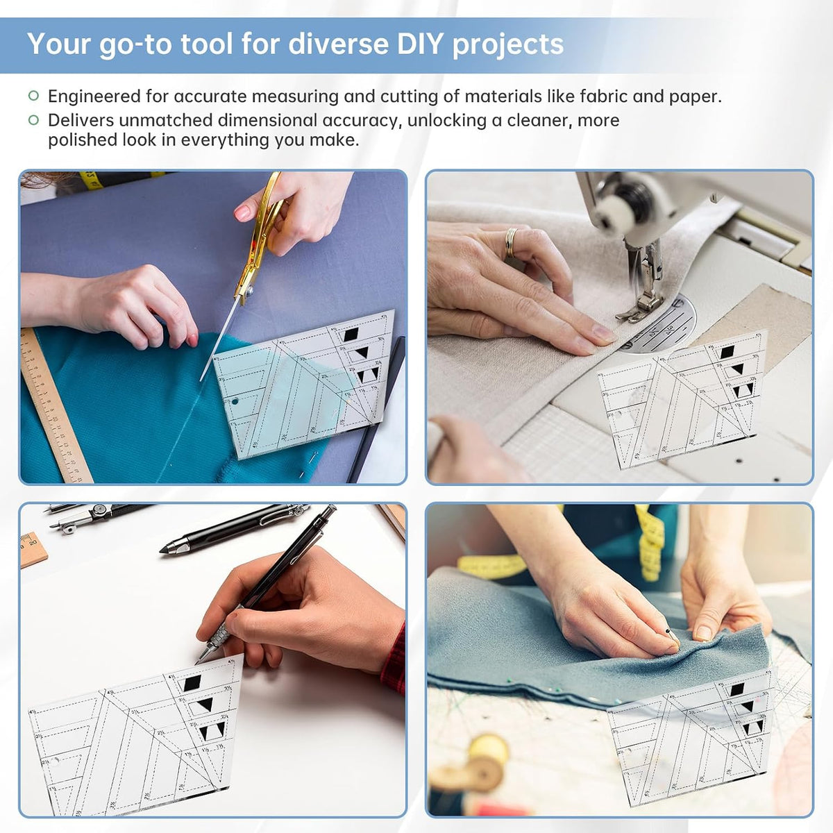 Acrylic Trapezoid Sewing Ruler for Quilting, Patchwork, and Garment