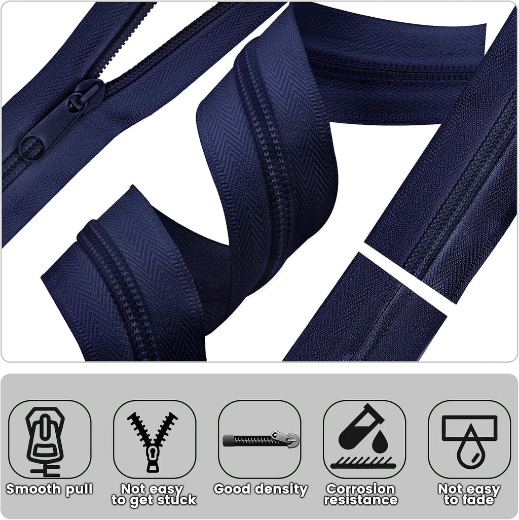 DOITEM 10 Yards Nylon Coil Zipper by The Yards, #5 Bulk Zippers for