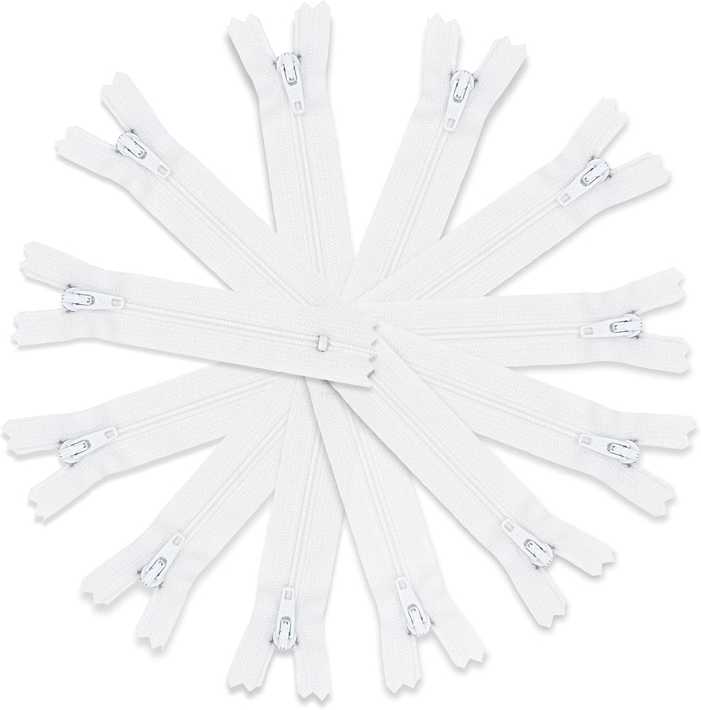 22 Inch YKK White Zippers 12 Pieces-Made in USA- For Apparel, Bags