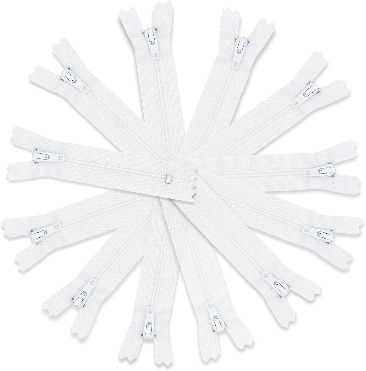 22 Inch YKK White Zippers 12 Pieces-Made in USA- For Apparel, Bags