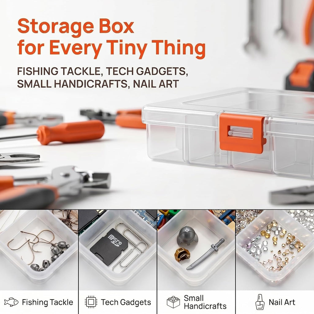 10 Grids Bead Organizer with Adjustable Dividers, 1.10"x1.29" Each