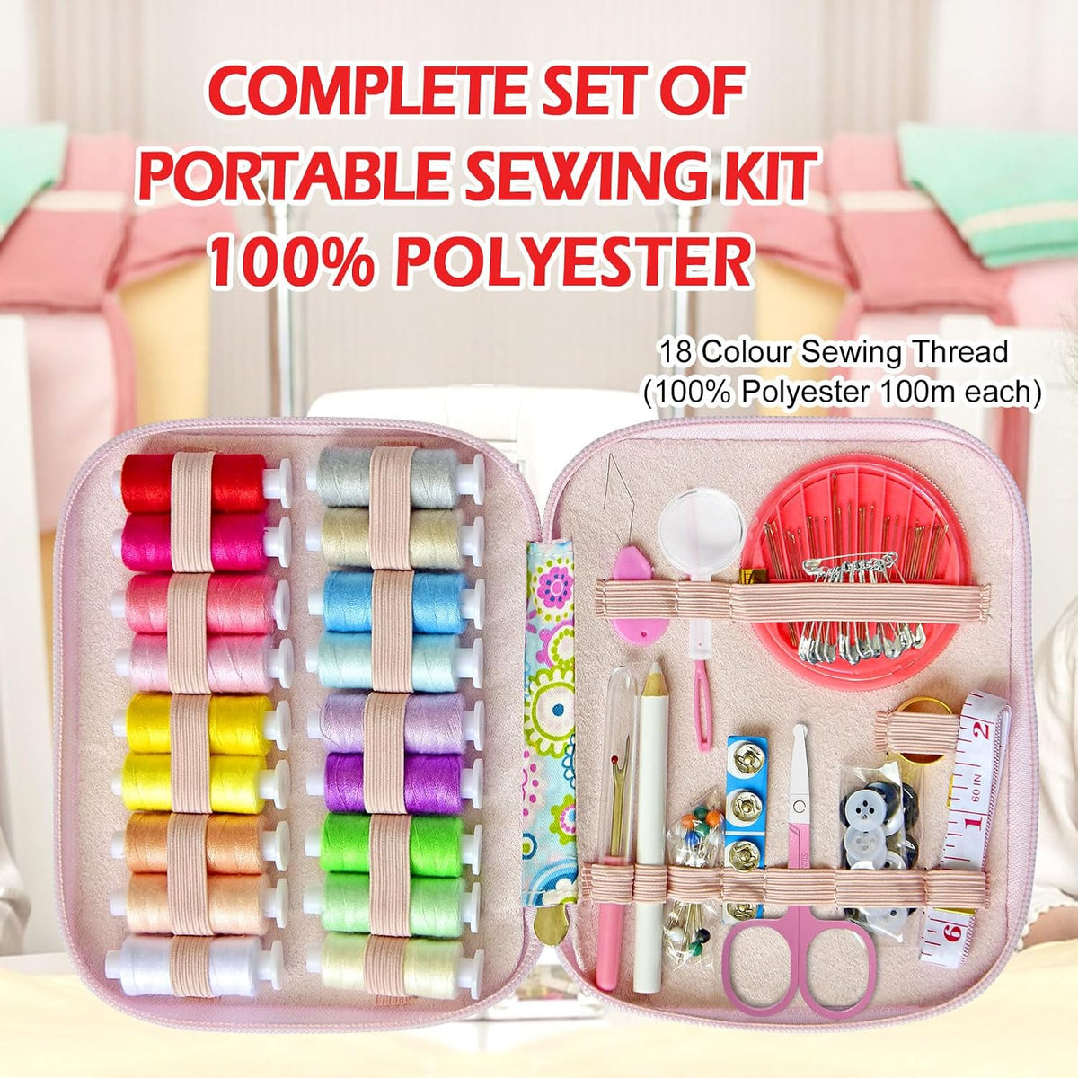 Sewing Kit with Case Portable Sewing Supplies for Home Traveler