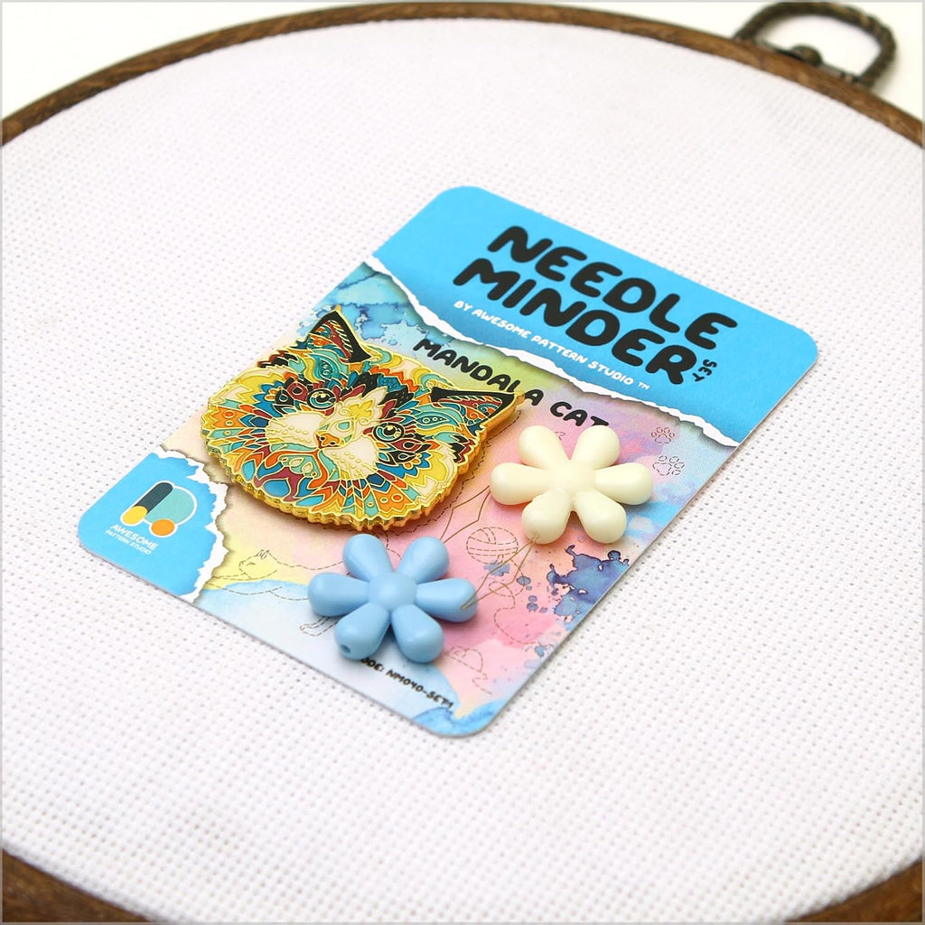 Awesome Pattern Studio Needle Minder Set - Mandala Cat Magnetic Needle