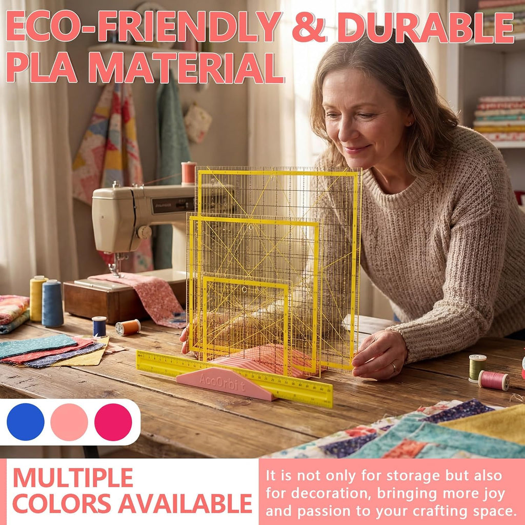 18 Slot Storage Rack for Quilting Rulers, Pink Ruler Holder Organizer