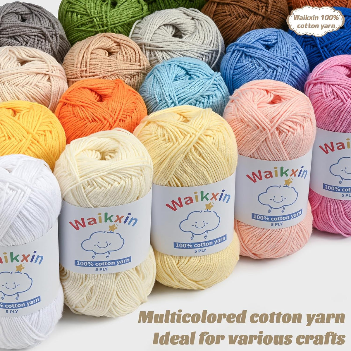 100% Cotton Yarn for Crocheting,Baby Yarn for Crocheting Soft,5 Ply