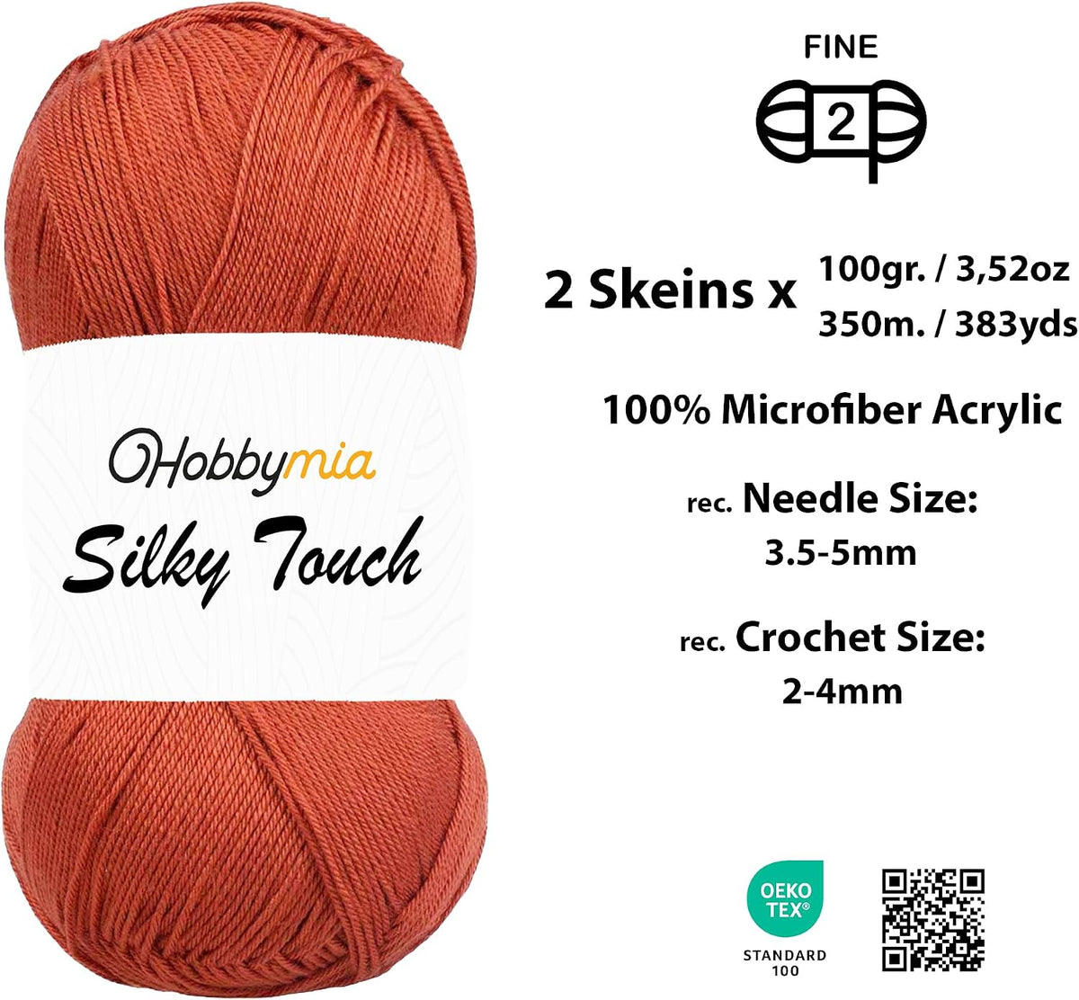 Silky Touch Acrylic Yarn - Soft Sport Weight Yarn for Crochet &