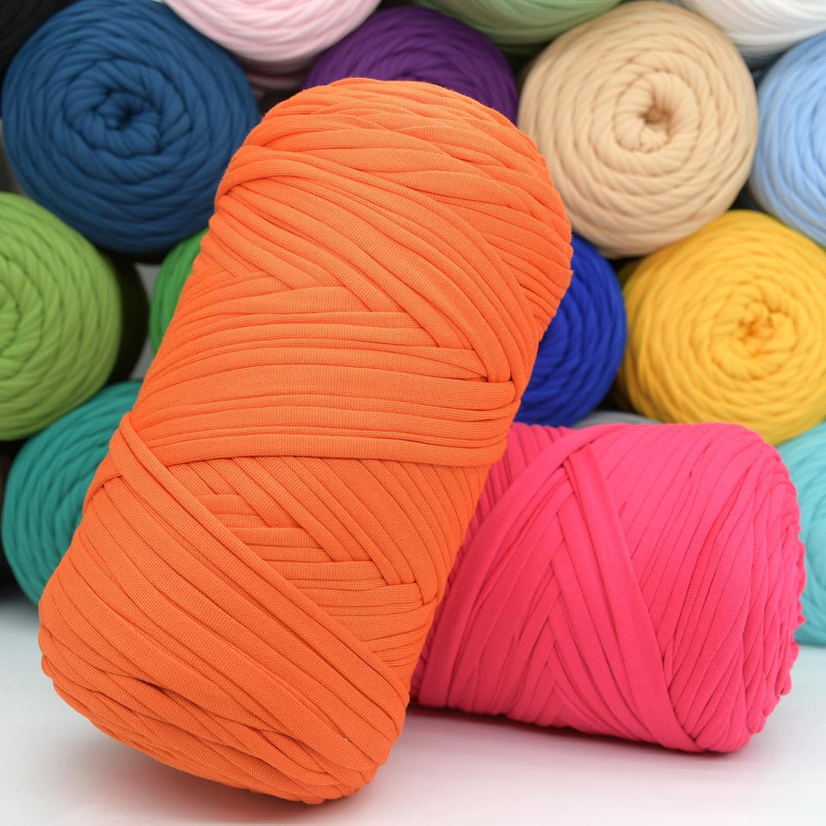 2 Pack Tshirt Yarn for Crochet,Army Green T Shirt Soft Elastic Fabric