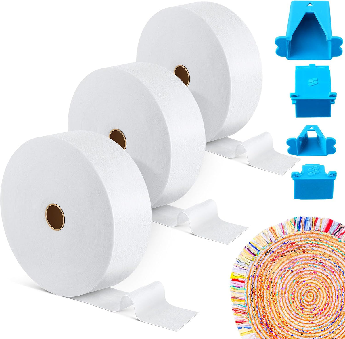 3 Roll Jelly Roll Batting Strips with Tube Maker, 2 1/2", Blue