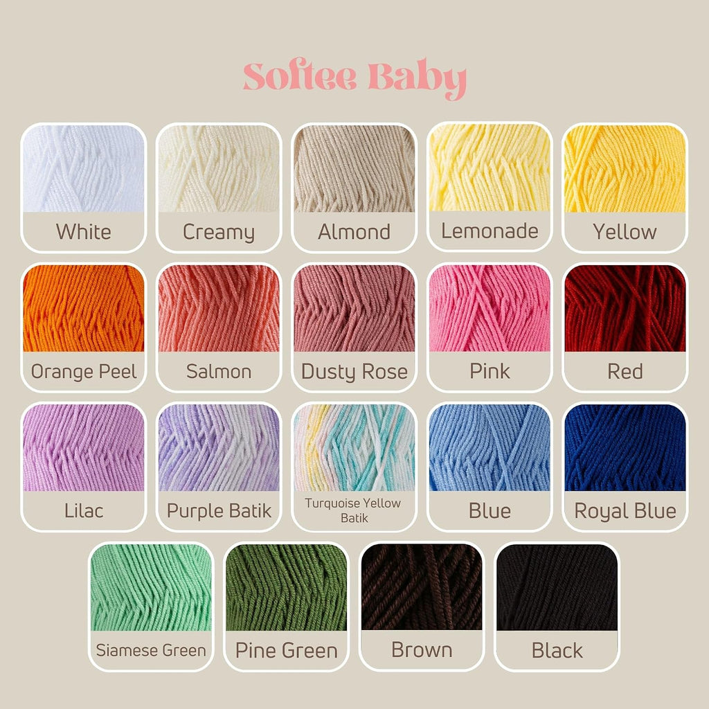 S Sensy Softee Baby-Anti-Pill Acrylic Yarn 5 Skeins Turquoise Yellow