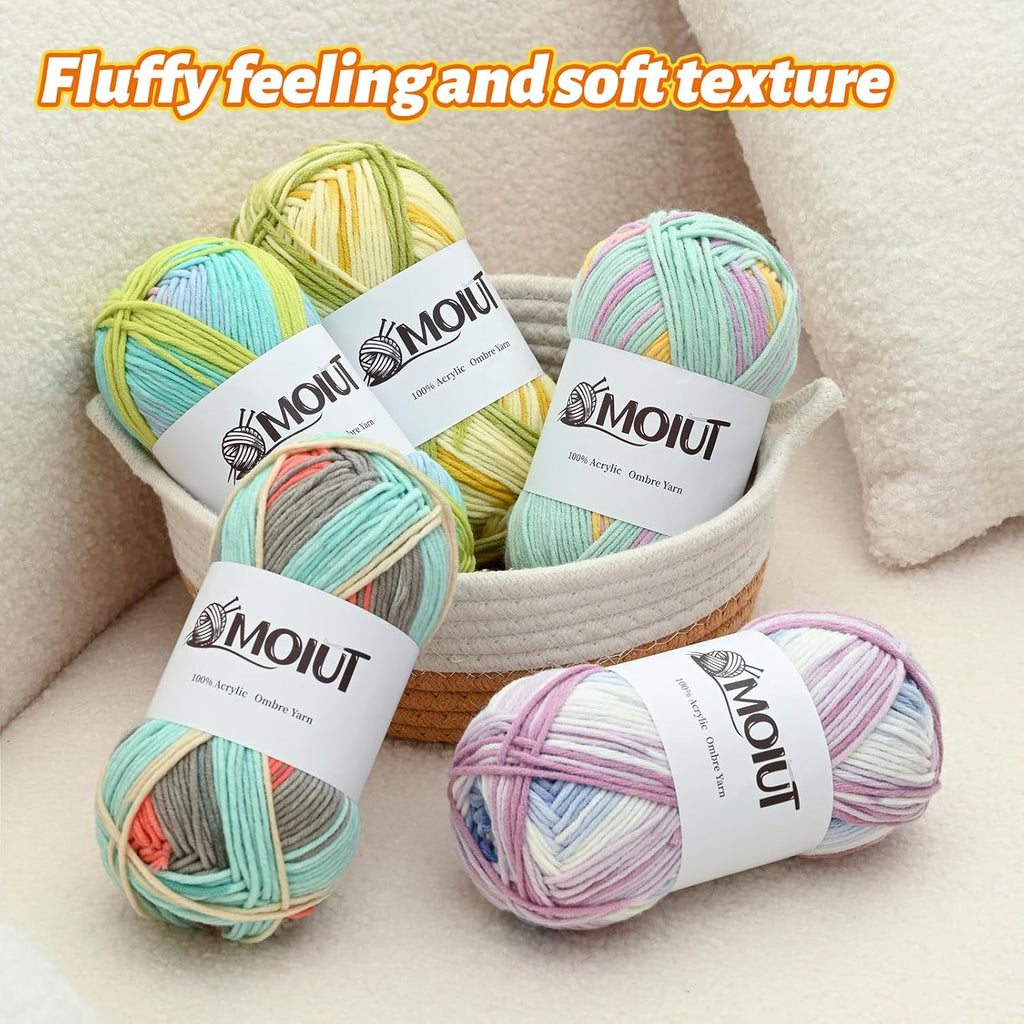 Fluffy Variegated Yarn for Crocheting - 100% Acrylic Worsted Weight