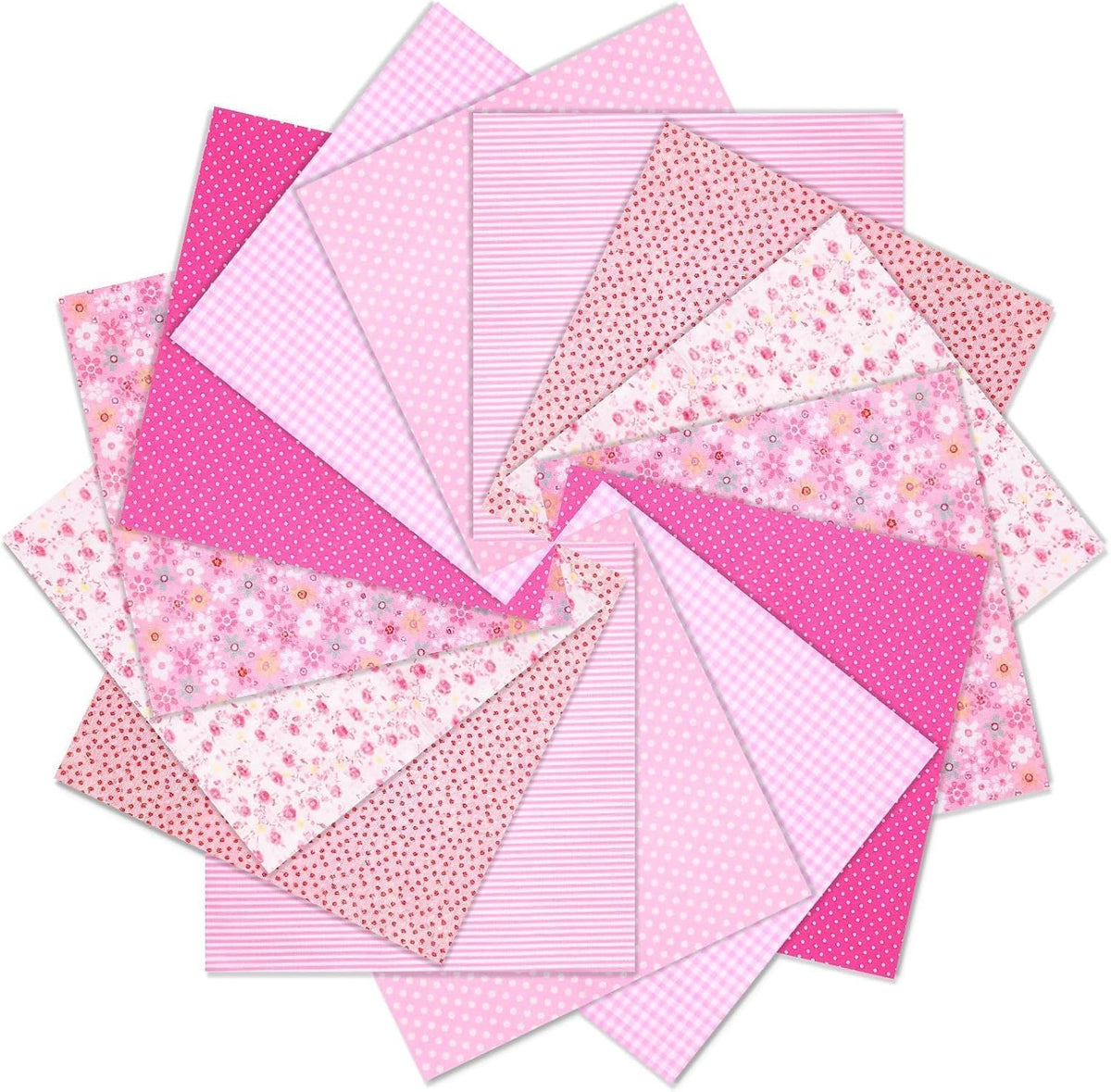 14PCS 10x10 Inch Pink Cotton Fabric Squares for Quilting, Pre-Cut