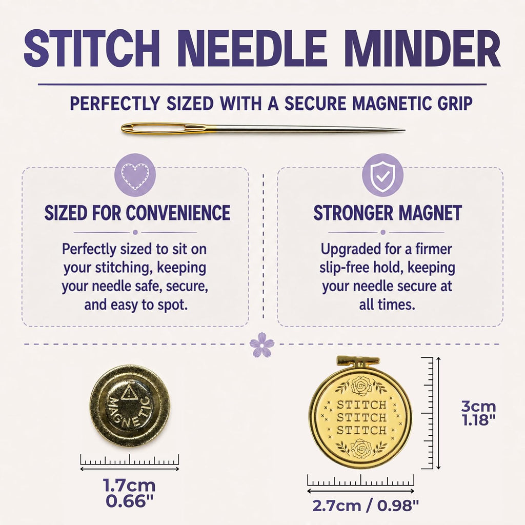 The Quilted Bear Magnetic Needle Minder, Original, Cross Stitch Hoop