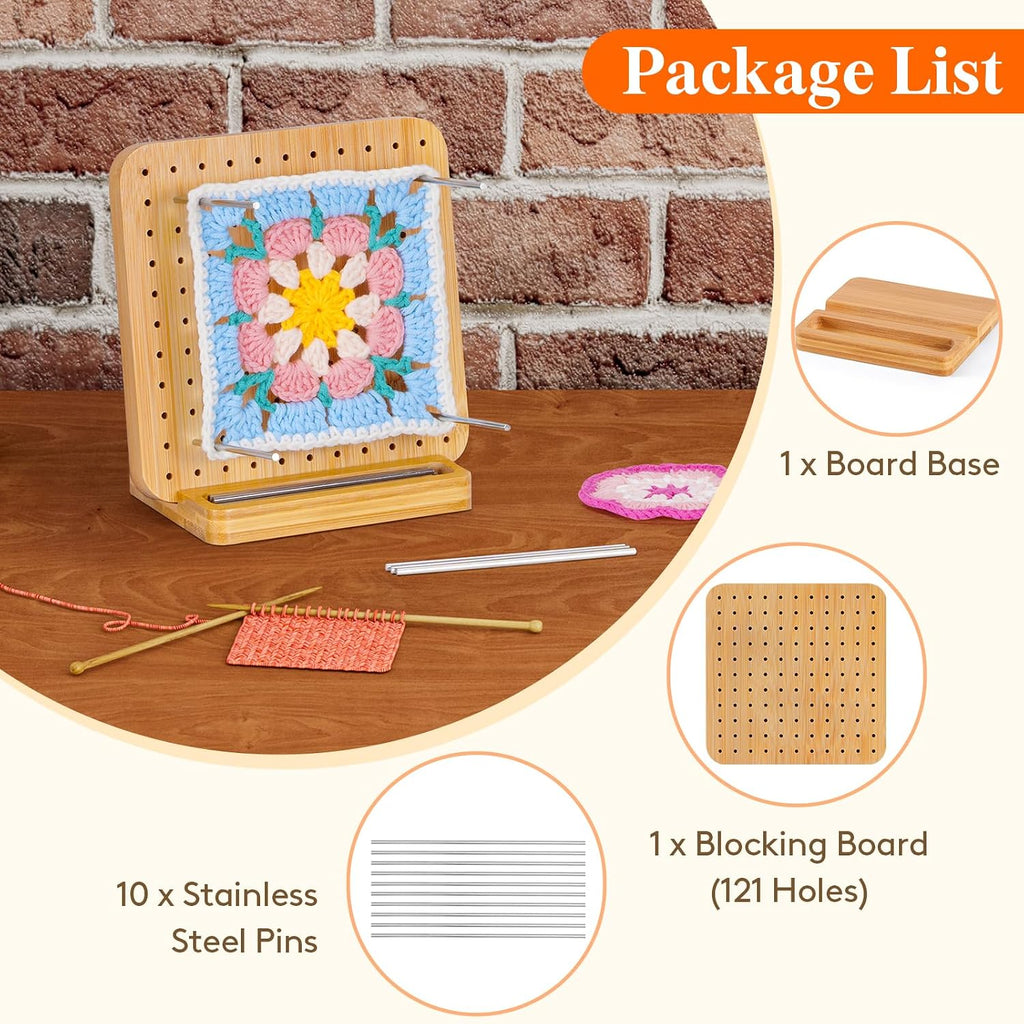 Lifewit 5.9" Crochet Blocking Board with 10 Pegs for Knitting &