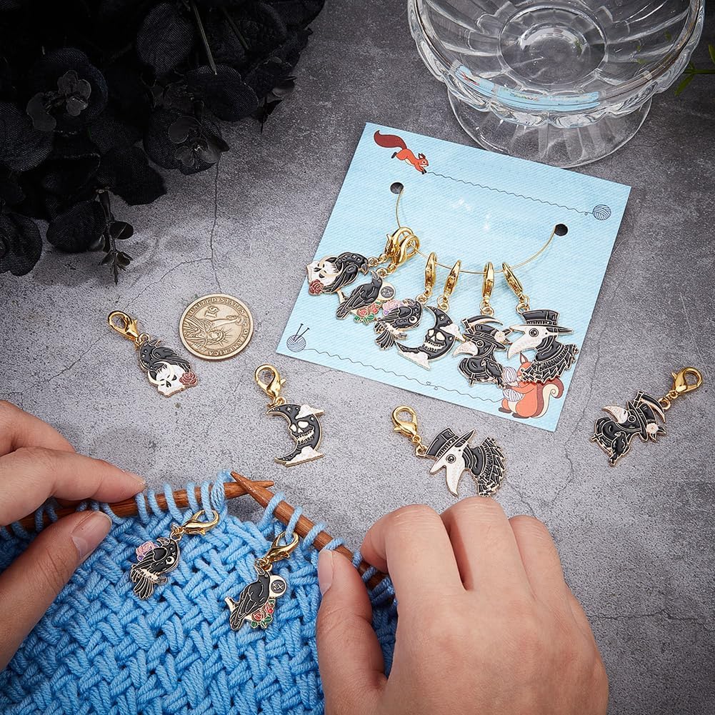 NBEADS 12 Pcs Stitch Markers, 6 Styles Halloween Crochet Markers