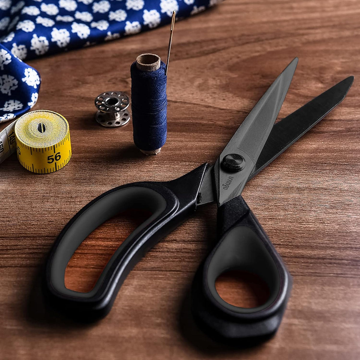 LIVINGO Fabric Scissors 9.5" Heavy Duty Tailor Shears Black