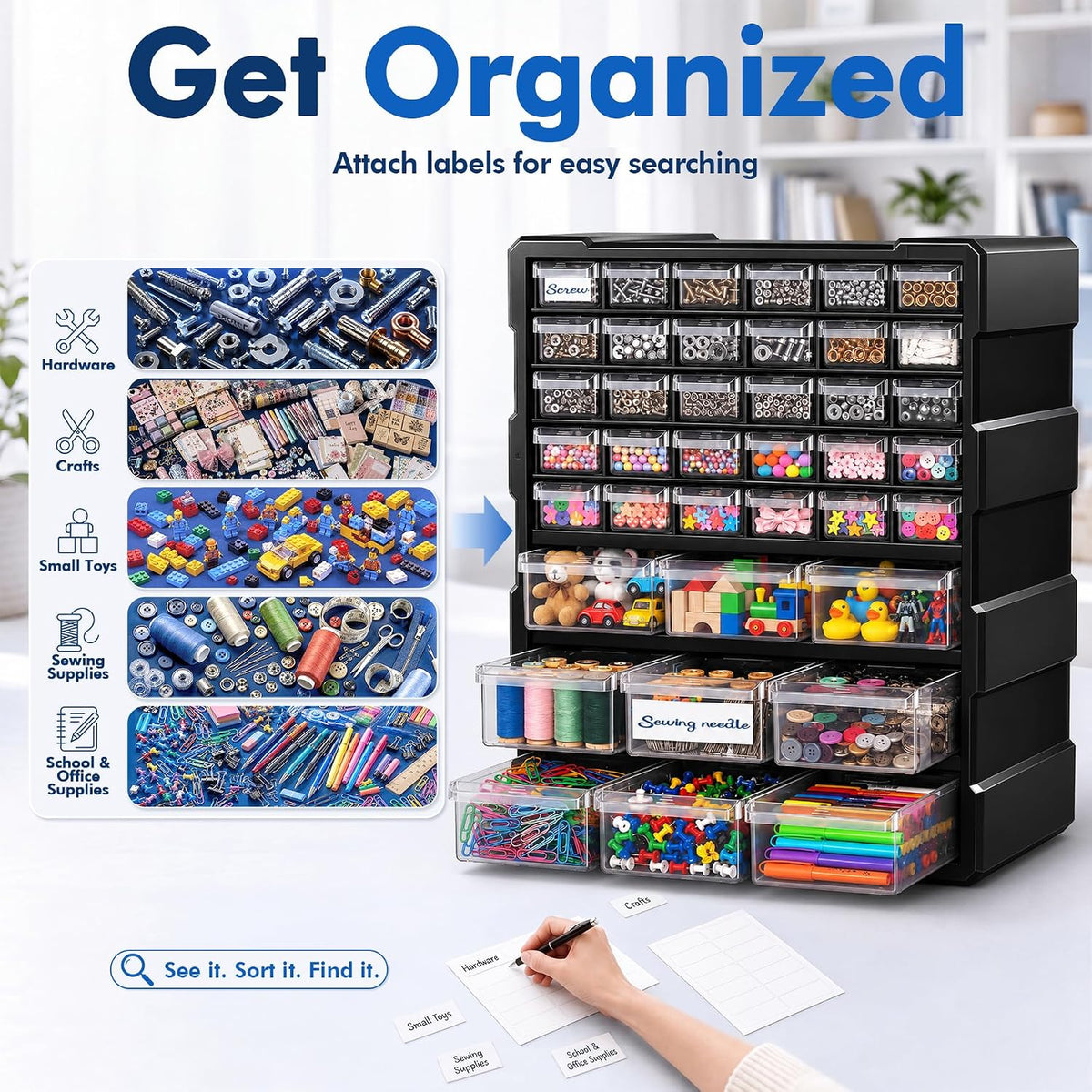 Drawer Organizer Craft Organizers and Storage with Dividers Labels