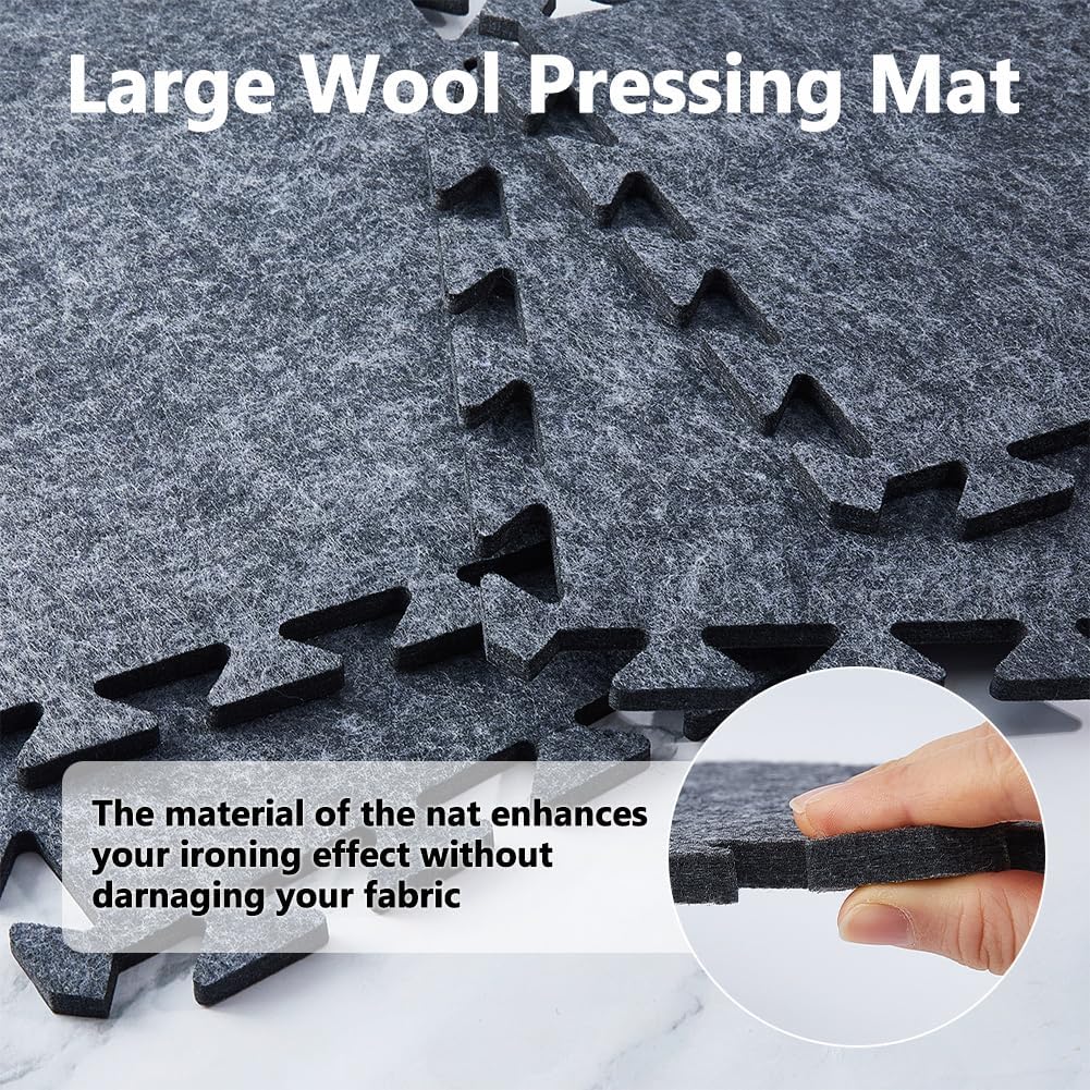 DICOSMETIC 10Pcs 40x30cm Gray Large Wool Ironing Mat Pad Interlocking