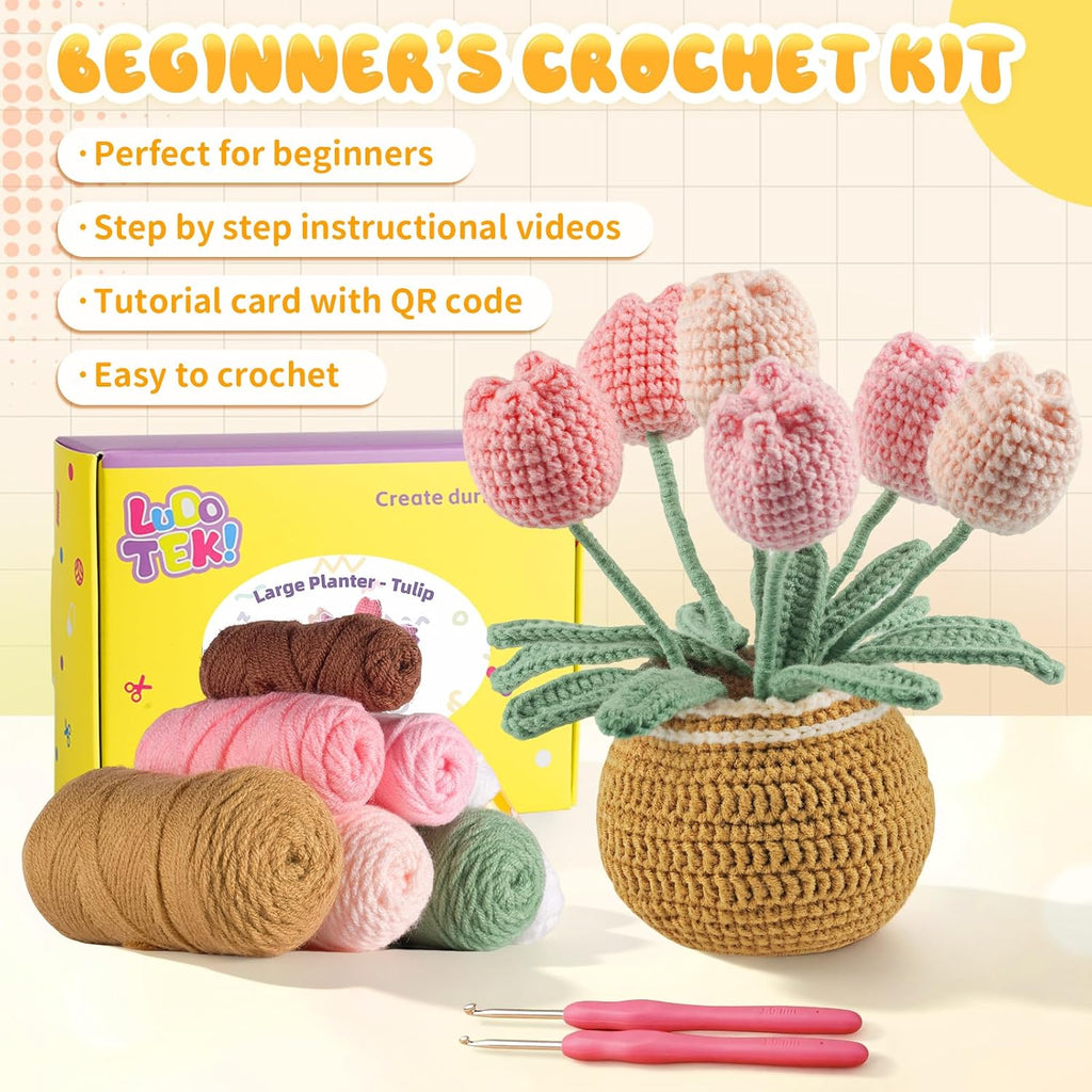 LUDOTEK Crochet Kit for Beginners, Crochet Plant Kit,Knitting Kit