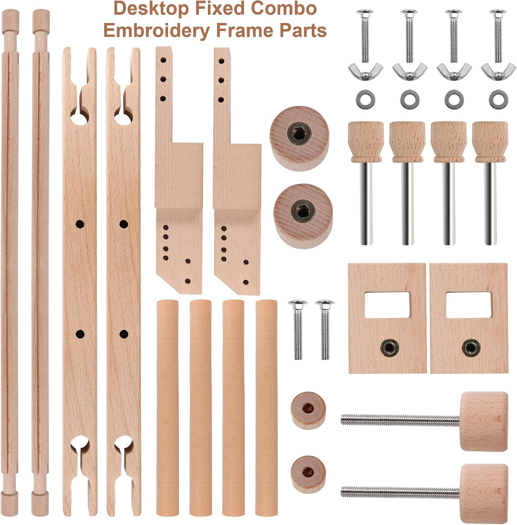 Simple Embroidery Frame and Embroidery Holder Combo Set,Beech Wood