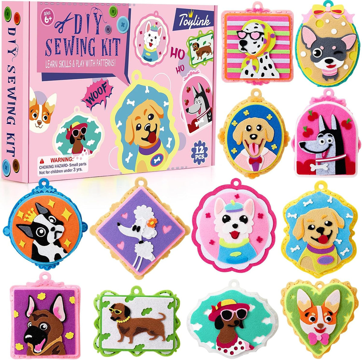 Toylink Dog Tag Sewing Kit for Kids Beginners, 12-in-1 Sew Your Own