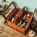 Sewing Kit, Retrowooden Sewing Basket Portable Sewing Box Drawer Type