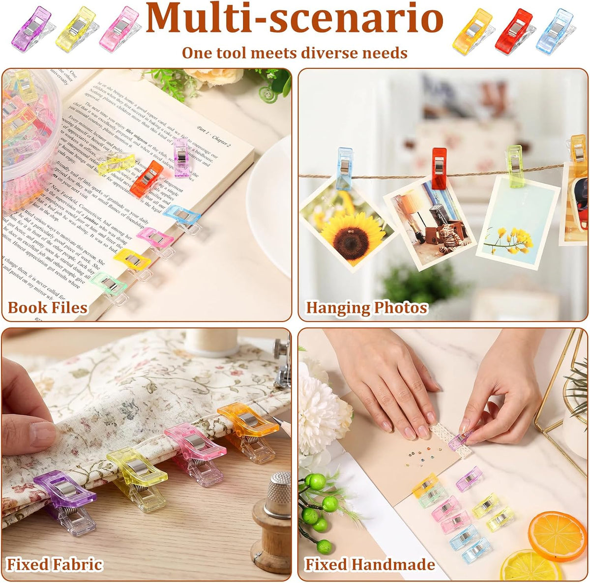 100Pcs Sewing Fabric Clip Assorted Color, Plastic Quilting Clip