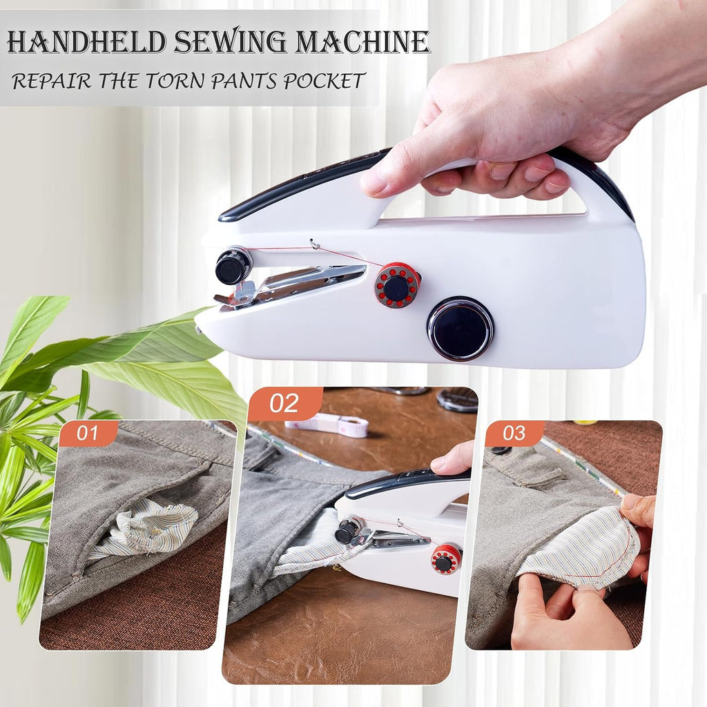 Handheld Sewing Machine Heavy Duty, with Blue Leather Storage Case and