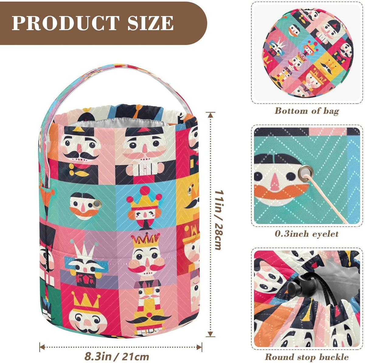 YETTASBIN Christmas Nutcracker Yarn Storage Bag, Large Crochet
