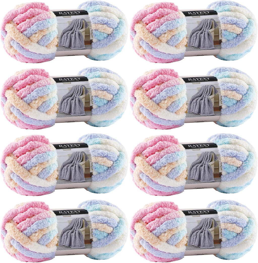 Chunky Chenille Yarn for Hand Knitting 8 Jumbo Pack Jumbo Chunky Yarn