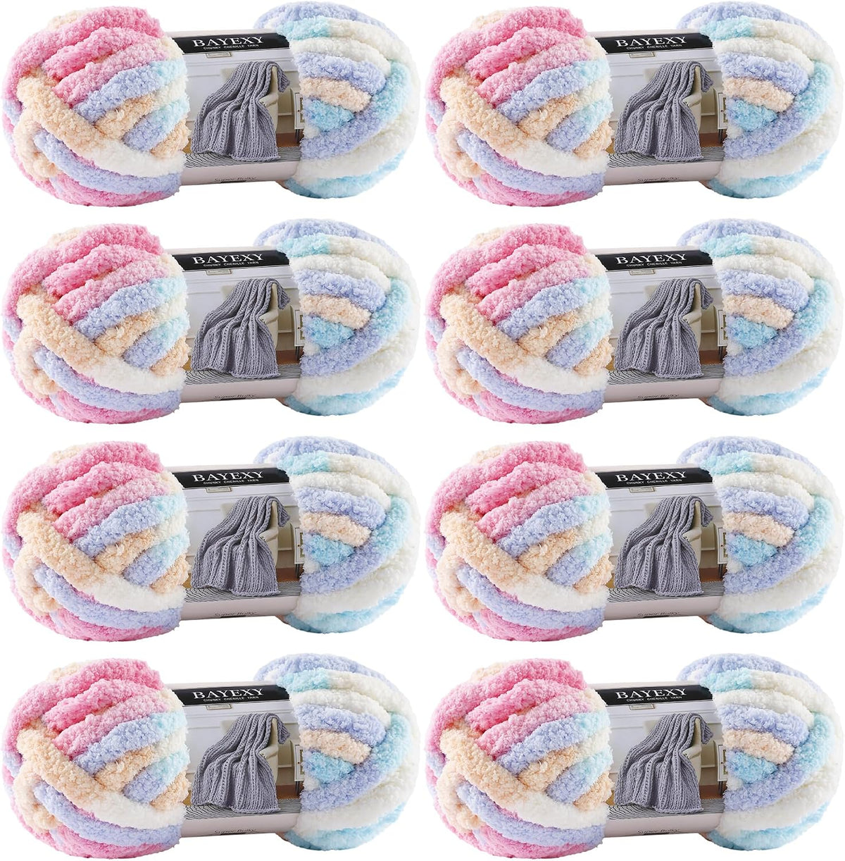 Chunky Chenille Yarn for Hand Knitting 8 Jumbo Pack Jumbo Chunky Yarn